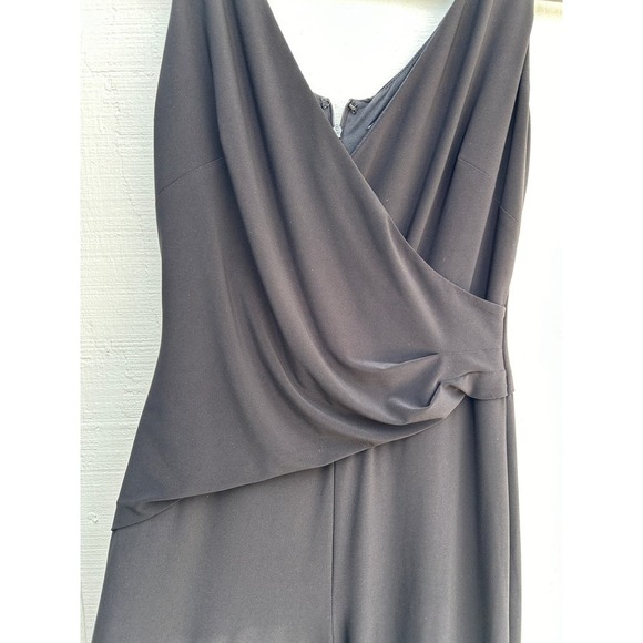 Nine‎ West Women's Black Dressy Jumpsuit, Draping Cross V Neck, Wide Legs, Sz 4 - Picture 2 of 6